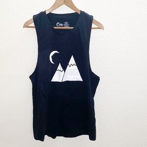 Zyia Active Black White Mountain Moon Active Sleeveless Tank Top
